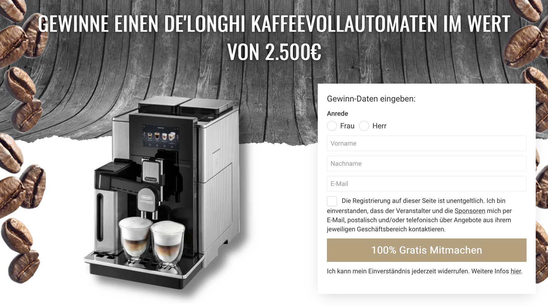 Kaffeevollautomaten Gewinnspiel